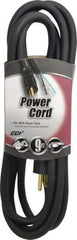 Southwire - 9', 14/3 Gauge/Conductors, Black Outdoor Replacement Cord - 1 Receptacle, 15 Amps, 125 VAC, UL SJEOOW, NEMA 5-15P - Apex Tool & Supply