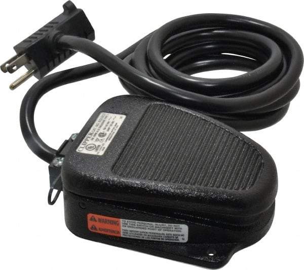 LINEMASTER - 1 Treadle, 15 Amp, 3/4 hp, Momentary (MO), SPST, Electric Foot Switch - 1 NEMA Rated, IP20, Cast Iron, 4-1/2" Long x 3-1/2" Wide x 1-3/4" High - Apex Tool & Supply