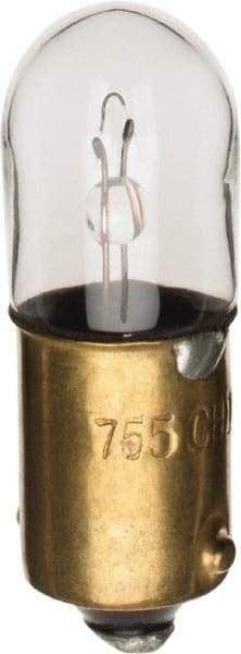 Value Collection - 0.945 Watt, 6.3 Volt, Incandescent Miniature & Specialty T3-1/4 Lamp - Miniature Bayonet Base, 0.01 to 0.999 Equivalent Range, Warm (1,000 to 3,000), Dimmable, 1-1/4" OAL - Apex Tool & Supply