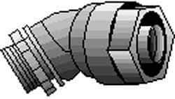 Thomas & Betts - 4" Trade, Malleable Iron Threaded Angled Liquidtight Conduit Connector - Insulated - Apex Tool & Supply