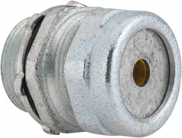 O-Z/Gedney - 0.2 to 0.3" Cable Capacity, Liquidtight, Straight Strain Relief Cord Grip - 5/8 NPT Thread, 1-1/4" Long, Iron - Apex Tool & Supply