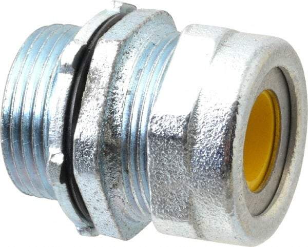 O-Z/Gedney - 1/2 to 0.6" Cable Capacity, Liquidtight, Straight Strain Relief Cord Grip - 1 NPT Thread, 1-1/4" Long, Iron - Apex Tool & Supply