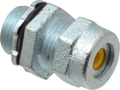 O-Z/Gedney - 0.1 to 0.2" Cable Capacity, Liquidtight, Straight Strain Relief Cord Grip - 1/2 NPT Thread, 1-1/8" Long, Iron - Apex Tool & Supply