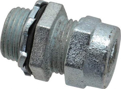 O-Z/Gedney - 0.4 to 1/2" Cable Capacity, Liquidtight, Straight Strain Relief Cord Grip - 1/2 NPT Thread, 1-3/16" Long, Iron - Apex Tool & Supply