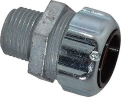 Thomas & Betts - 5/8 to 3/4" Cable Capacity, Liquidtight, Straight Strain Relief Cord Grip - 1/2 NPT Thread, 1-3/4" Long, Iron & Zinc - Apex Tool & Supply