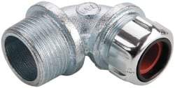 Thomas & Betts - 1/2 to 5/8" Cable Capacity, Liquidtight, Elbow Strain Relief Cord Grip - 1 NPT Thread, Iron - Apex Tool & Supply