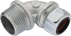Thomas & Betts - 5/8 to 3/4" Cable Capacity, Liquidtight, Elbow Strain Relief Cord Grip - 1 NPT Thread, Iron - Apex Tool & Supply