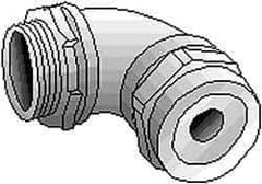 Thomas & Betts - 1-3/16 to 1-3/8" Cable Capacity, Liquidtight, Elbow Strain Relief Cord Grip - 1-1/2 NPT Thread, Iron - Apex Tool & Supply
