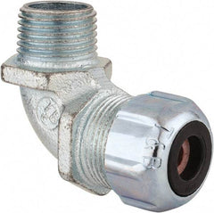 Thomas & Betts - 1/8 to 1/4" Cable Capacity, Liquidtight, Elbow Strain Relief Cord Grip - 1/2 NPT Thread, Iron - Apex Tool & Supply