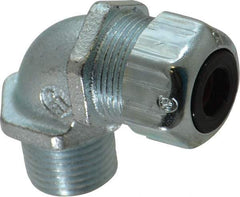 Thomas & Betts - 1/4 to 3/8" Cable Capacity, Liquidtight, Elbow Strain Relief Cord Grip - 1/2 NPT Thread, Iron - Apex Tool & Supply