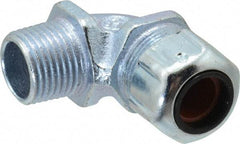 Thomas & Betts - 3/8 to 1/2" Cable Capacity, Liquidtight, Elbow Strain Relief Cord Grip - 1/2 NPT Thread, Iron - Apex Tool & Supply