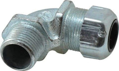 Thomas & Betts - 0.45 to 0.56" Cable Capacity, Liquidtight, Elbow Strain Relief Cord Grip - 1/2 NPT Thread, Iron - Apex Tool & Supply