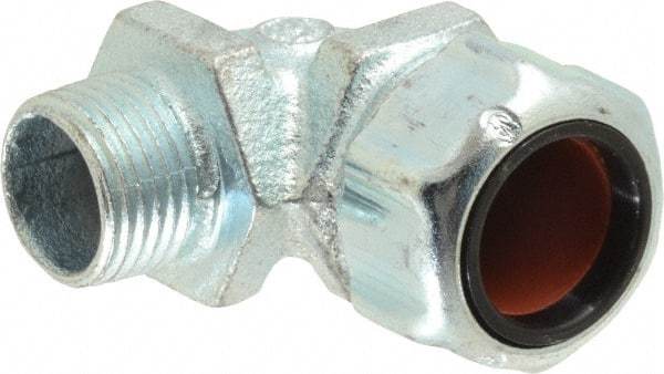 Thomas & Betts - 5/8 to 3/4" Cable Capacity, Liquidtight, Elbow Strain Relief Cord Grip - 1/2 NPT Thread, Iron - Apex Tool & Supply