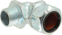 Thomas & Betts - 5/8 to 3/4" Cable Capacity, Liquidtight, Elbow Strain Relief Cord Grip - 1/2 NPT Thread, Iron - Apex Tool & Supply