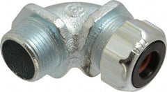 Thomas & Betts - 1/4 to 3/8" Cable Capacity, Liquidtight, Elbow Strain Relief Cord Grip - 3/4 NPT Thread, Iron - Apex Tool & Supply
