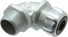 Thomas & Betts - 3/8 to 1/2" Cable Capacity, Liquidtight, Elbow Strain Relief Cord Grip - 3/4 NPT Thread, Iron - Apex Tool & Supply