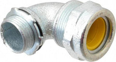 O-Z/Gedney - 0.7 to 0.8" Cable Capacity, Liquidtight, Elbow Strain Relief Cord Grip - 3/4 NPT Thread, Iron - Apex Tool & Supply