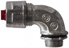 O-Z/Gedney - 1 to 1-3/8" Cable Capacity, Liquidtight, Elbow Strain Relief Cord Grip - 1-1/4 NPT Thread, 2-7/8" Long, Iron - Apex Tool & Supply