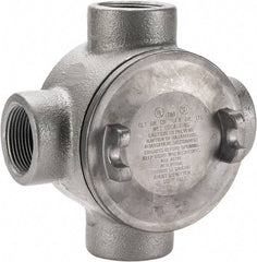 Thomas & Betts - (4) 1-1/4" Knockouts, Iron Round GUAX - 4.38" Overall Width x 2.69" Overall Depth - Apex Tool & Supply