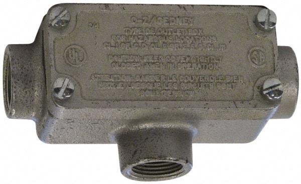 O-Z/Gedney - T Body, 1/2" Trade, Rigid Malleable Iron Conduit Body - Rectangle, 3.69" OAL, Hazardous Locations - Apex Tool & Supply