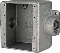 Thomas & Betts - 2 Gang, (2) 1" Knockouts, Iron Rectangle Device Box - Zinc Plated - Apex Tool & Supply