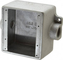 Thomas & Betts - 2 Gang, (2) 3/4" Knockouts, Iron Rectangle Device Box - Zinc Plated - Apex Tool & Supply