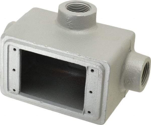 O-Z/Gedney - 1 Gang, 3/4" Knockouts, Iron Rectangle Device Box - Aluminum Enamel, Zinc Electroplated - Apex Tool & Supply