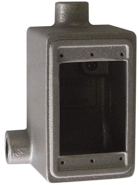 O-Z/Gedney - 1 Gang, 1/2" Knockouts, Iron Rectangle Device Box - Aluminum Enamel, Zinc Electroplated - Apex Tool & Supply