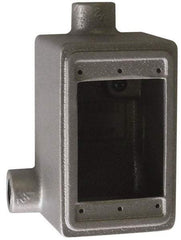 O-Z/Gedney - 1 Gang, 1/2" Knockouts, Iron Rectangle Device Box - Aluminum Enamel, Zinc Electroplated - Apex Tool & Supply