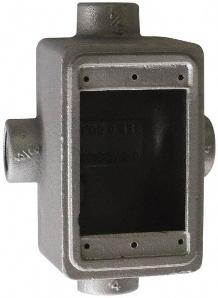 O-Z/Gedney - 1 Gang, 1/2" Knockouts, Iron Rectangle Device Box - Aluminum Enamel, Zinc Electroplated - Apex Tool & Supply