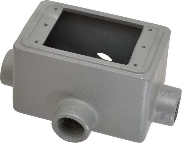 O-Z/Gedney - 1 Gang, 3/4" Knockouts, Iron Rectangle Device Box - Aluminum Enamel, Zinc Electroplated - Apex Tool & Supply