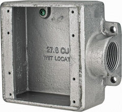 Thomas & Betts - 2 Gang, (1) 1" Knockout, Iron Rectangle Device Box - 2-3/4" Overall Width x 2" Overall Depth - Apex Tool & Supply