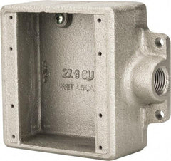 Thomas & Betts - 2 Gang, (1) 1/2" Knockout, Iron Rectangle Device Box - 2-3/4" Overall Width x 2" Overall Depth - Apex Tool & Supply