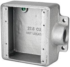 Thomas & Betts - 2 Gang, (1) 3/4" Knockout, Iron Rectangle Device Box - 2-3/4" Overall Width x 2" Overall Depth - Apex Tool & Supply