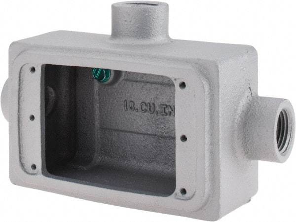 O-Z/Gedney - 1 Gang, 1/2" Knockouts, Iron Rectangle Device Box - Aluminum Enamel, Zinc Electroplated - Apex Tool & Supply