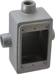 O-Z/Gedney - 1 Gang, 1/2" Knockouts, Iron Rectangle Device Box - Aluminum Enamel, Zinc Electroplated - Apex Tool & Supply
