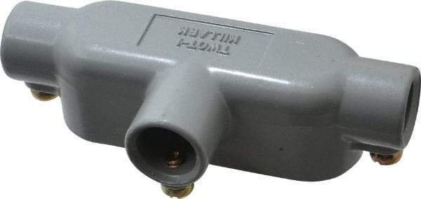 Hubbell Killark - Form Set Screw, T Body, 1/2" Trade, EMT Aluminum Conduit Body - Oval, 5-3/8" OAL, 4 cc Capacity - Apex Tool & Supply