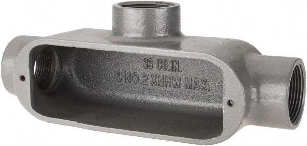 Hubbell Killark - Form 35, T Body, 1-1/4" Trade, IMC, Rigid Malleable Iron Conduit Body - Oval, 9-3/16" OAL, 32 cc Capacity, Hazardous & Wet Locations - Apex Tool & Supply