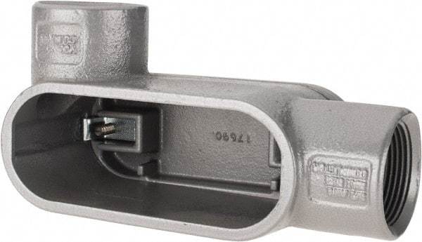 Hubbell Killark - Form 7, L Body, 1-1/4" Trade, IMC, Rigid Iron Conduit Body - Oval, 6-13/16" OAL, 19-1/2 cc Capacity, Gray, Hazardous & Wet Locations - Apex Tool & Supply