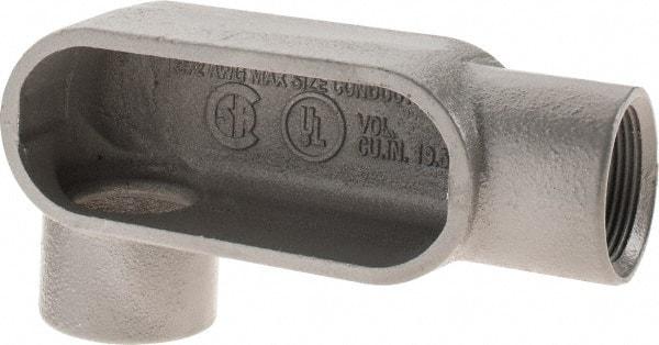 Hubbell Killark - Form 7, LR Body, 1-1/4" Trade, IMC, Rigid Iron Conduit Body - Oval, 6-13/16" OAL, 19-1/2 cc Capacity, Gray, Hazardous & Wet Locations - Apex Tool & Supply