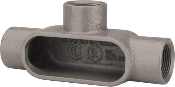 Hubbell Killark - Form 7, T Body, 1-1/4" Trade, IMC, Rigid Iron Conduit Body - Oval, 8 & 11-7/8" OAL, 20 cc Capacity, Gray, Hazardous & Wet Locations - Apex Tool & Supply