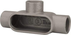 Hubbell Killark - Form 7, T Body, 1-1/4" Trade, IMC, Rigid Iron Conduit Body - Oval, 8 & 11-7/8" OAL, 20 cc Capacity, Gray, Hazardous & Wet Locations - Apex Tool & Supply