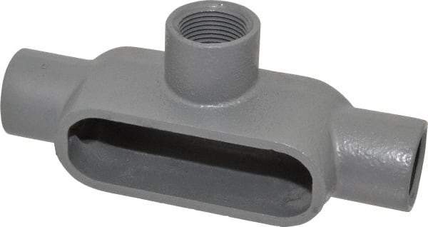 Hubbell Killark - Form 7, T Body, 1" Trade, IMC, Rigid Iron Conduit Body - Oval, 7-5/8" OAL, 11-1/2 cc Capacity, Gray, Hazardous & Wet Locations - Apex Tool & Supply