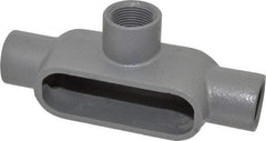 Hubbell Killark - Form 7, T Body, 1" Trade, IMC, Rigid Iron Conduit Body - Oval, 7-5/8" OAL, 11-1/2 cc Capacity, Gray, Hazardous & Wet Locations - Apex Tool & Supply