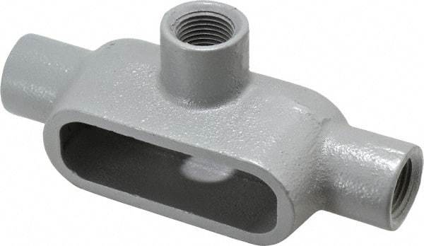 Hubbell Killark - Form 7, T Body, 1/2" Trade, IMC, Rigid Iron Conduit Body - Oval, 5-11/16" OAL, 6.2 cc Capacity, Gray, Hazardous & Wet Locations - Apex Tool & Supply
