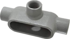 Hubbell Killark - Form 7, T Body, 3/4" Trade, IMC, Rigid Iron Conduit Body - Oval, 6-5/16" OAL, 9-1/2 cc Capacity, Gray, Hazardous & Wet Locations - Apex Tool & Supply