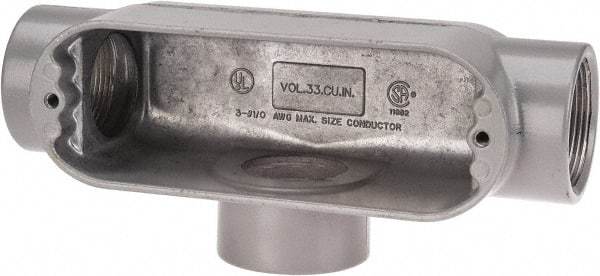 Hubbell Killark - Form 85, T Body, 1-1/2" Trade, IMC, Rigid Aluminum Conduit Body - Oval, 9-3/16" OAL, 33 cc Capacity, Hazardous & Wet Locations - Apex Tool & Supply
