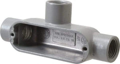 Hubbell Killark - Form 85, T Body, 1/2" Trade, IMC, Rigid Aluminum Conduit Body - Oval, 5-3/8" OAL, 4 cc Capacity, Hazardous & Wet Locations - Apex Tool & Supply