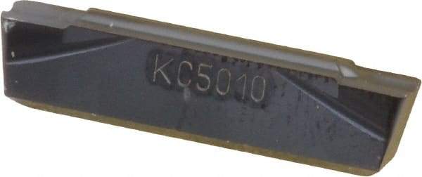 Kennametal - 500G GMP Grade KC5010, 5mm Cutting Width Carbide Grooving Insert - 4.2mm Max Depth of Cut, Neutral, 0.8mm Corner Radius, TiAlN Finish - Apex Tool & Supply