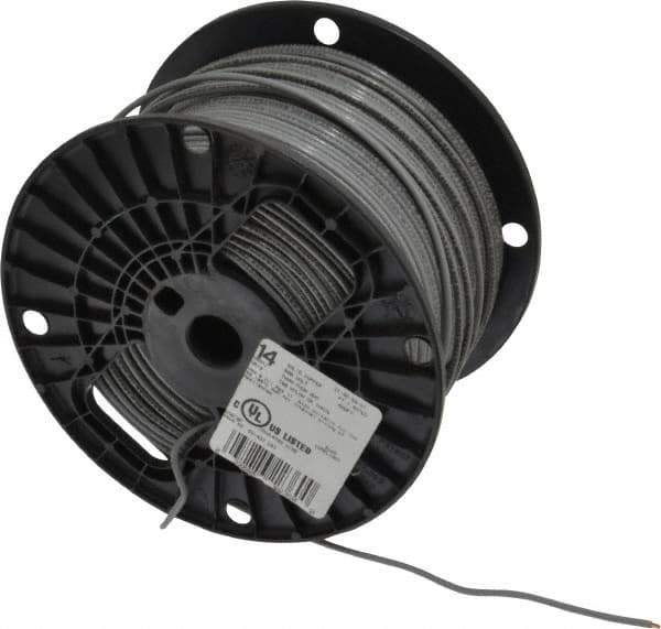 Southwire - THHN/THWN, 14 AWG, 15 Amp, 500' Long, Solid Core, 1 Strand Building Wire - Gray, Thermoplastic Insulation - Apex Tool & Supply